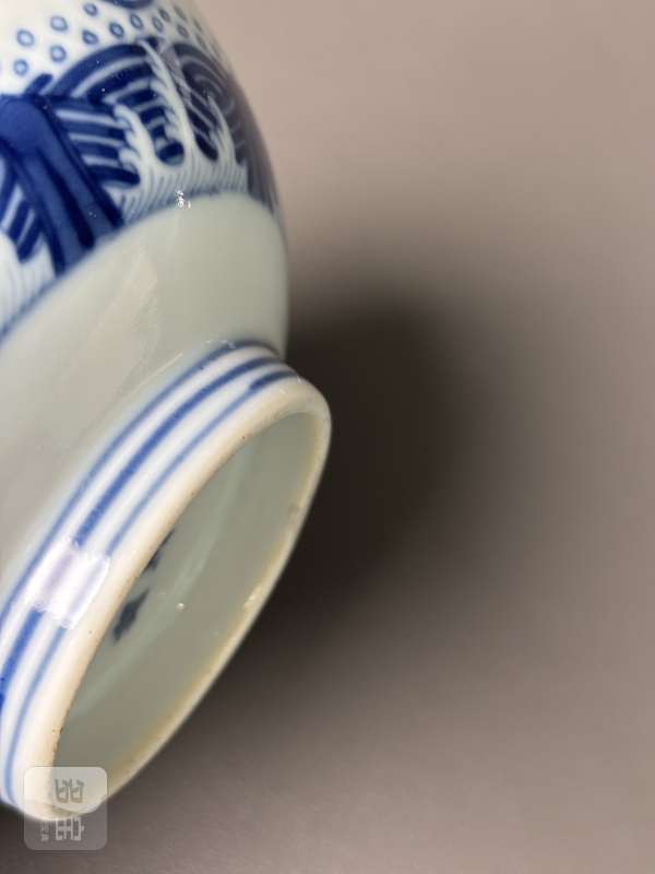 清光绪 青花八卦云鹤纹碗 - 图14